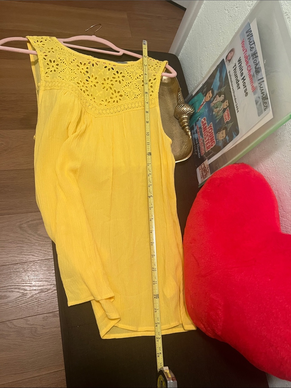 #1936* Sunshine Crochet Yoke Sleeveless Tank Top - Picture 6 of 12